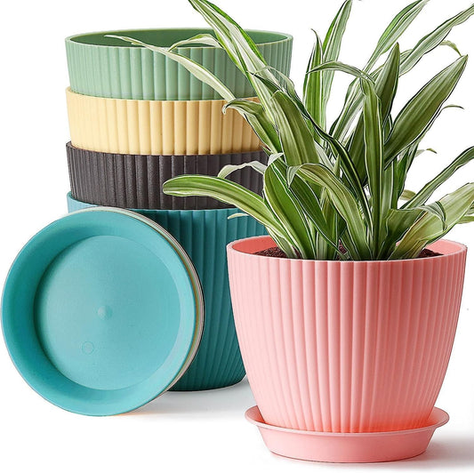 Flower Pot & Tray For Indoor Outdoor Plants