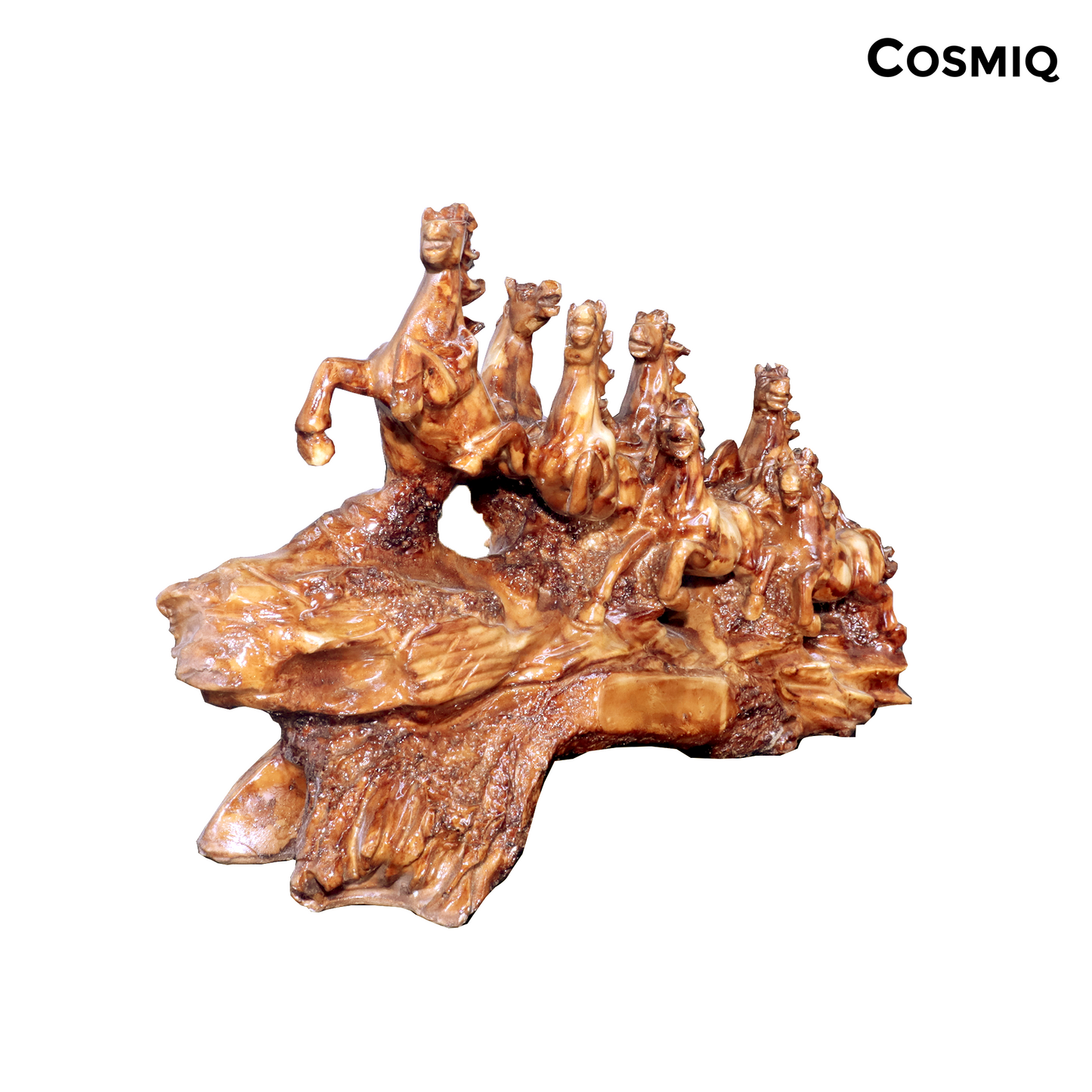 7 Running Horse Resin Statue for Decor and Vaastu - 11 Inch