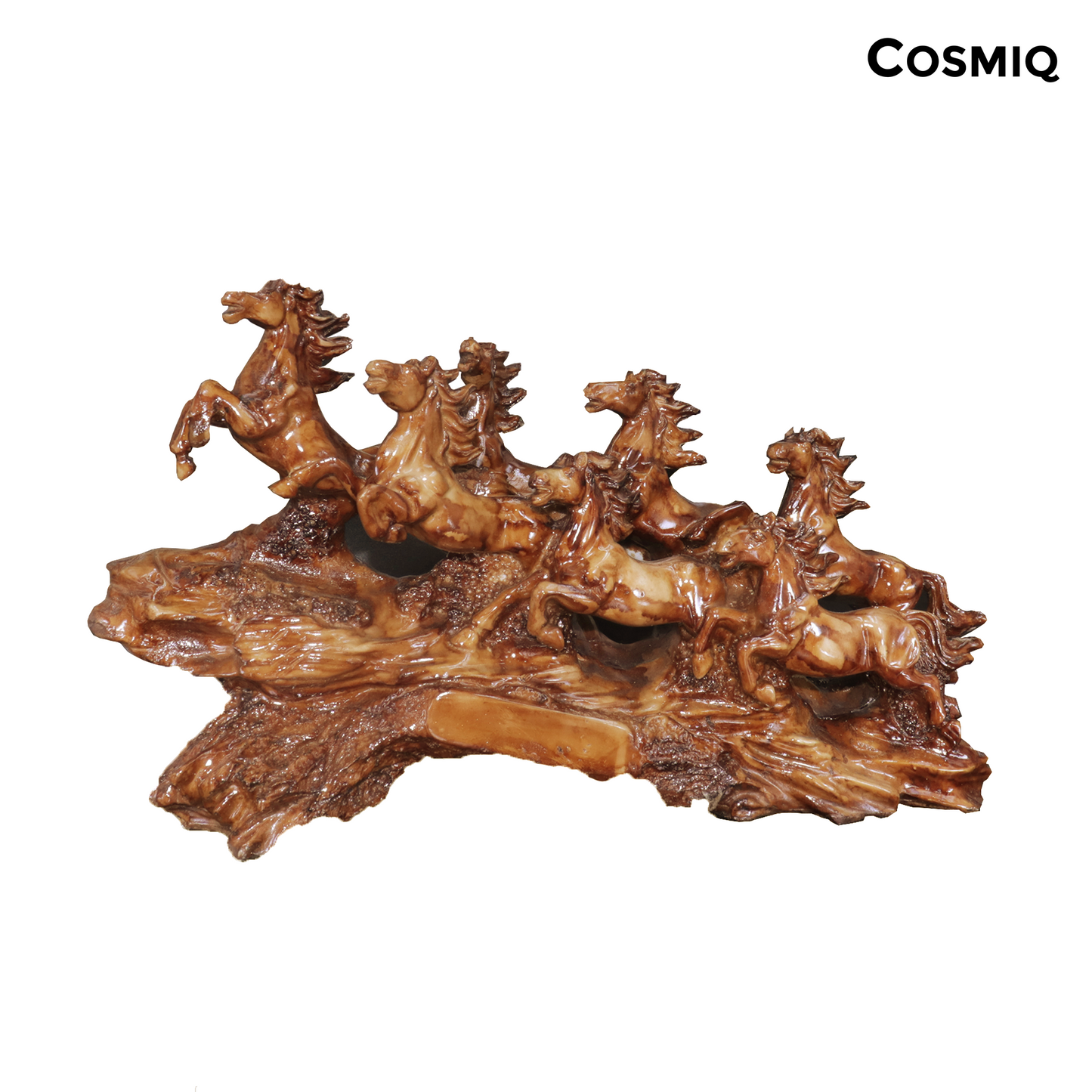 7 Running Horse Resin Statue for Decor and Vaastu - 11 Inch